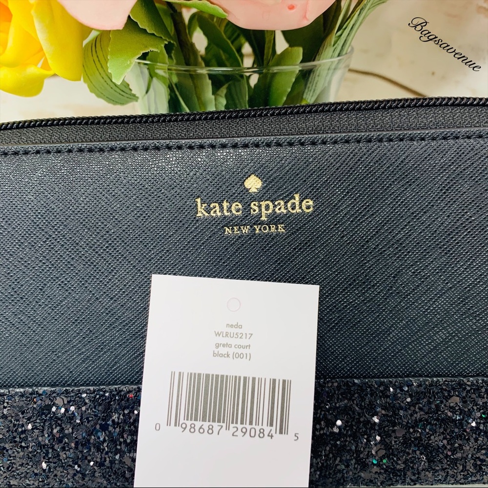 Glitter Kate spade penny Greta tote wallet black - Picture 5 of 8